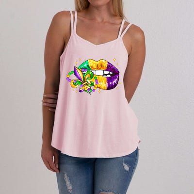 Mardi Gras Festive Lips Women's Strappy Tank