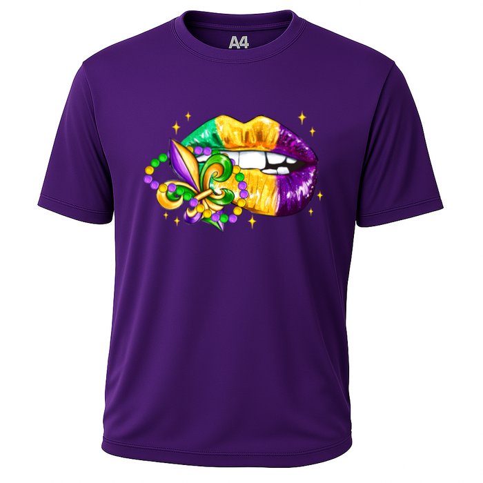 Mardi Gras Festive Lips Cooling Performance Crew T-Shirt