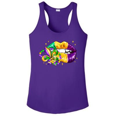 Mardi Gras Festive Lips Ladies PosiCharge Competitor Racerback Tank