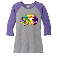 Mardi Gras Festive Lips Women's Tri-Blend 3/4-Sleeve Raglan Shirt