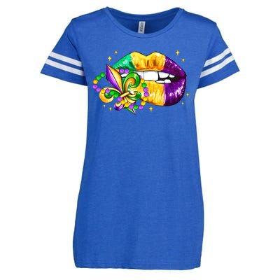 Mardi Gras Festive Lips Enza Ladies Jersey Football T-Shirt