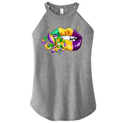 Mardi Gras Festive Lips Women's Perfect Tri Rocker Tank