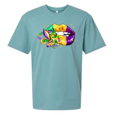 Mardi Gras Festive Lips Sueded Cloud Jersey T-Shirt