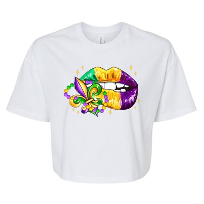 Mardi Gras Festive Lips Bella+Canvas Jersey Crop Tee