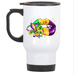 Mardi Gras Festive Lips Stainless Steel Travel Mug