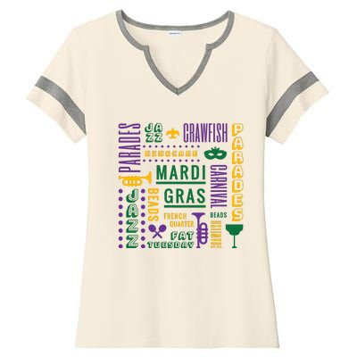 Mari Gras Festive Parade Ladies Halftime Notch Neck Tee