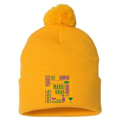 Mari Gras Festive Parade Pom Pom 12in Knit Beanie