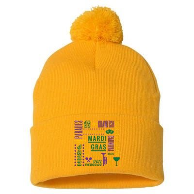 Mari Gras Festive Parade Pom Pom 12in Knit Beanie