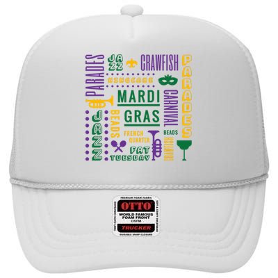 Mari Gras Festive Parade High Crown Mesh Back Trucker Hat