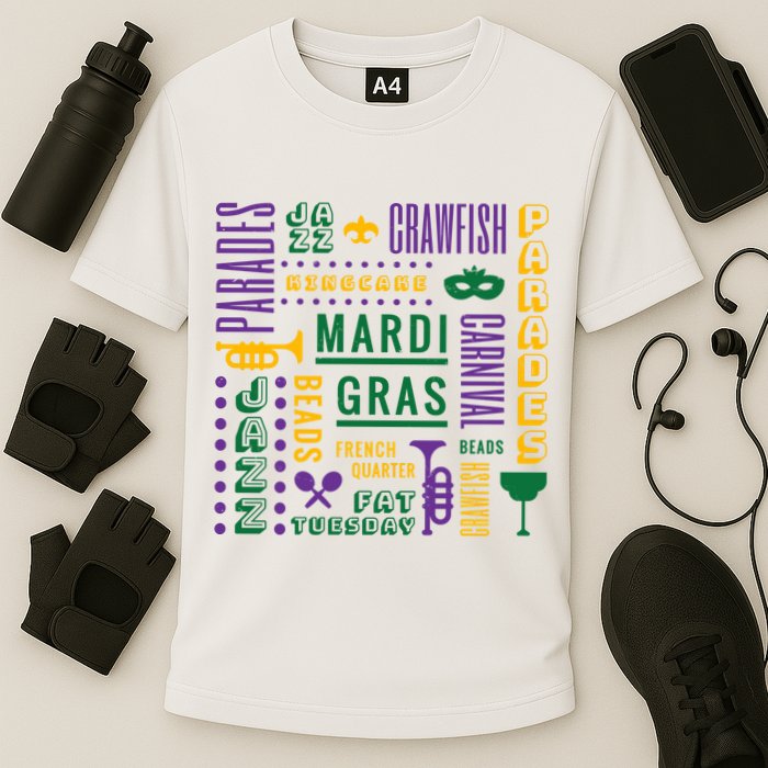 Mari Gras Festive Parade Cooling Performance Crew T-Shirt