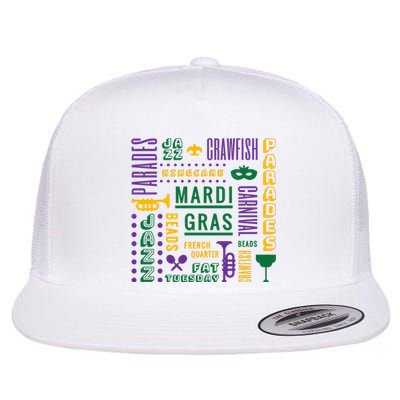 Mari Gras Festive Parade Flat Bill Trucker Hat