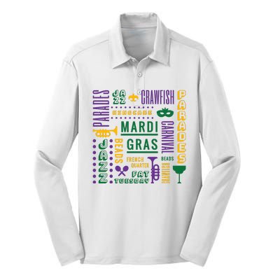 Mari Gras Festive Parade Silk Touch Performance Long Sleeve Polo