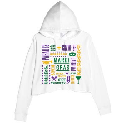 Mari Gras Festive Parade Crop Fleece Hoodie