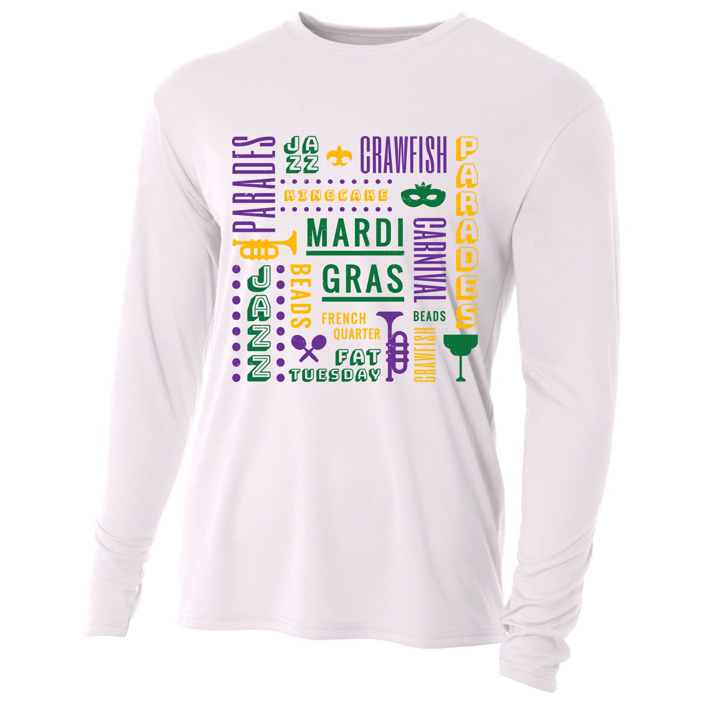 Mari Gras Festive Parade Cooling Performance Long Sleeve Crew