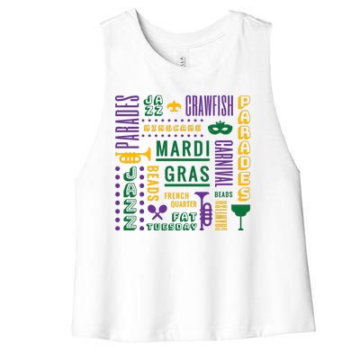 Mari Gras Festive Parade Women's Racerback Cropped Tank