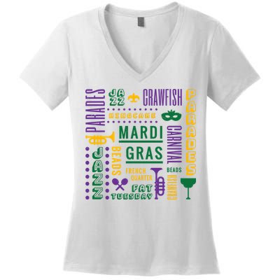 Mari Gras Festive Parade Women's V-Neck T-Shirt