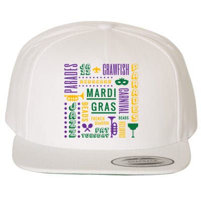 Mari Gras Festive Parade Wool Snapback Cap