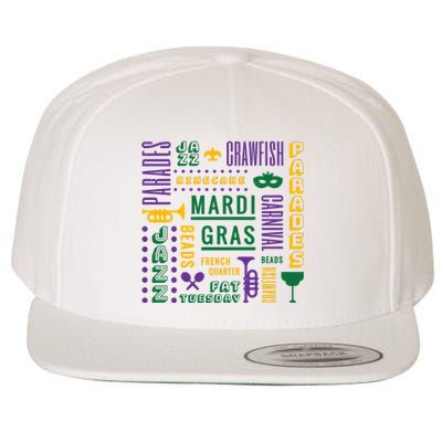 Mari Gras Festive Parade Wool Snapback Cap