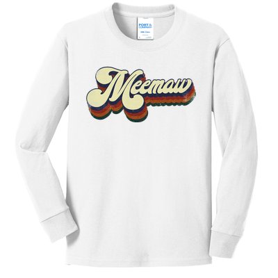 Meemaw Gifts For Grandma Retro Vintage MotherS Day Meemaw Kids Long Sleeve Shirt