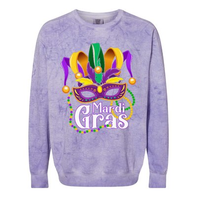 Mardi Gras For Beads Mask Feathers Colorblast Crewneck Sweatshirt