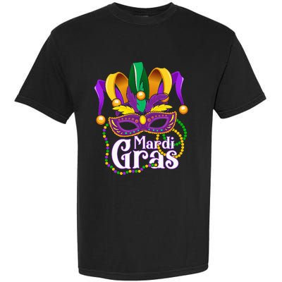 Mardi Gras For Beads Mask Feathers Garment-Dyed Heavyweight T-Shirt