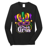 Mardi Gras For Beads Mask Feathers Long Sleeve Shirt