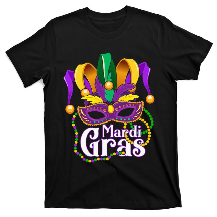 Mardi Gras For Beads Mask Feathers T-Shirt