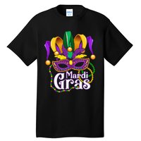 Mardi Gras For Beads Mask Feathers Tall T-Shirt