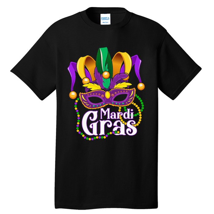 Mardi Gras For Beads Mask Feathers Tall T-Shirt