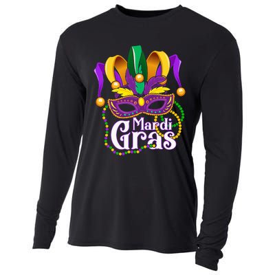 Mardi Gras For Beads Mask Feathers Cooling Performance Long Sleeve Crew