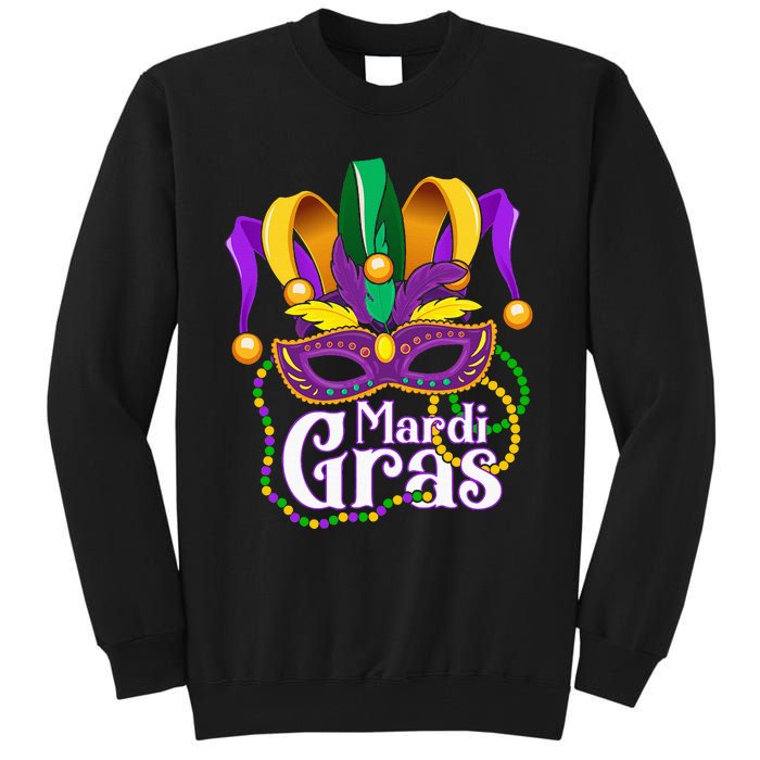 Mardi Gras For Beads Mask Feathers Tall Sweatshirt