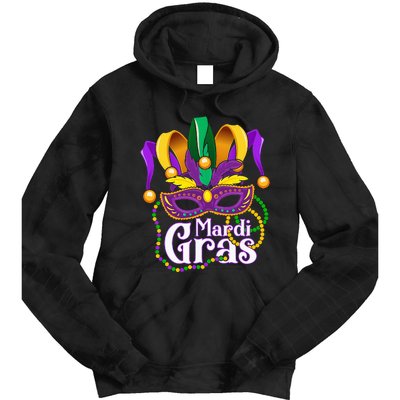 Mardi Gras For Beads Mask Feathers Tie Dye Hoodie