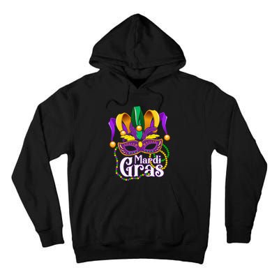 Mardi Gras For Beads Mask Feathers Tall Hoodie