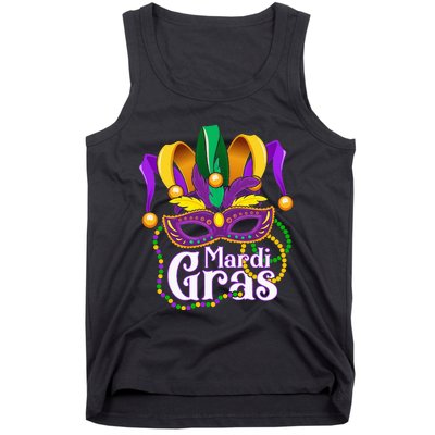 Mardi Gras For Beads Mask Feathers Tank Top