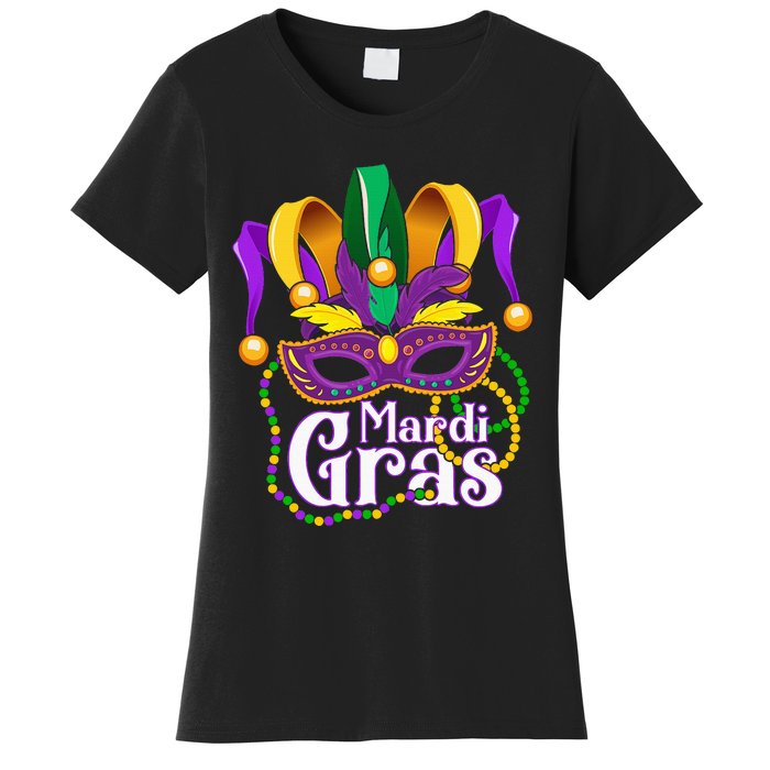 Mardi Gras For Beads Mask Feathers Women's T-Shirt