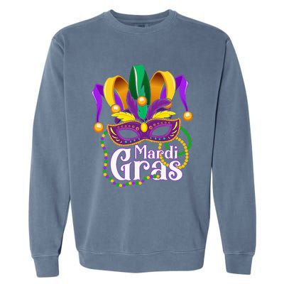 Mardi Gras For Beads Mask Feathers Garment-Dyed Sweatshirt