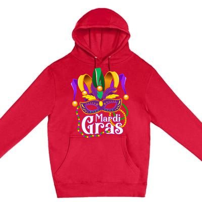 Mardi Gras For Beads Mask Feathers Premium Pullover Hoodie