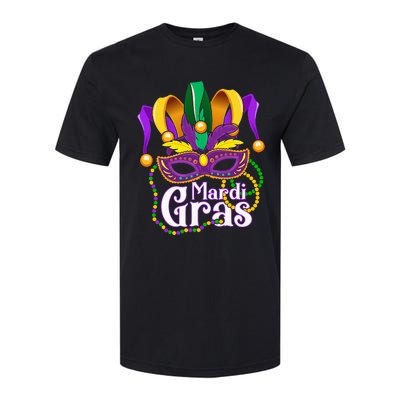 Mardi Gras For Beads Mask Feathers Softstyle CVC T-Shirt