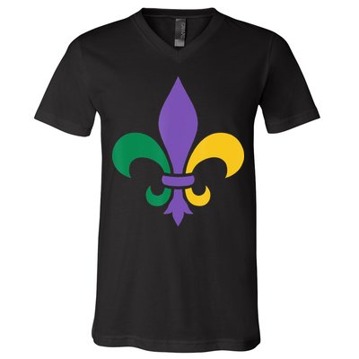 Mardi Gras fleur de lis funny festival V-Neck T-Shirt