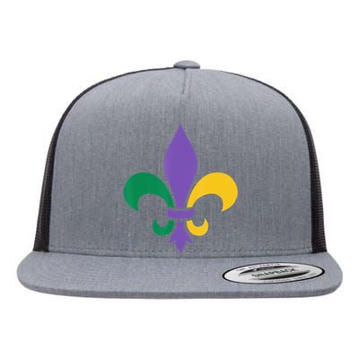 Mardi Gras fleur de lis funny festival Flat Bill Trucker Hat