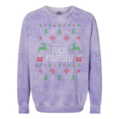 Merry Go Fuck Yourself I Funny Ugly Christmas Christmas Tank Top Colorblast Crewneck Sweatshirt