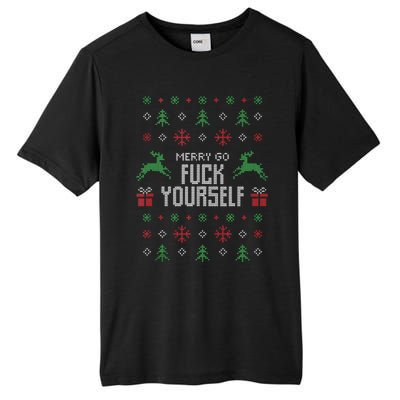 Merry Go Fuck Yourself I Funny Ugly Christmas Christmas Tank Top Tall Fusion ChromaSoft Performance T-Shirt