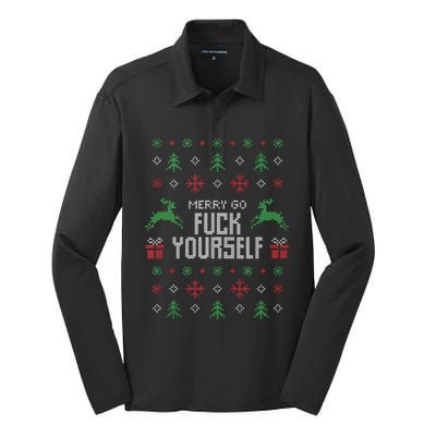 Merry Go Fuck Yourself I Funny Ugly Christmas Christmas Tank Top Silk Touch Performance Long Sleeve Polo