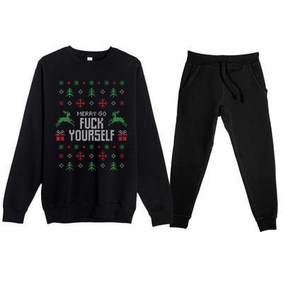 Merry Go Fuck Yourself I Funny Ugly Christmas Christmas Tank Top Premium Crewneck Sweatsuit Set