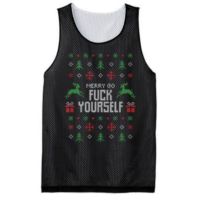 Merry Go Fuck Yourself I Funny Ugly Christmas Christmas Tank Top Mesh Reversible Basketball Jersey Tank