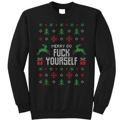 Merry Go Fuck Yourself I Funny Ugly Christmas Christmas Tank Top Tall Sweatshirt