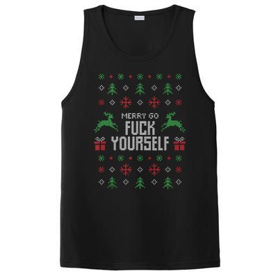 Merry Go Fuck Yourself I Funny Ugly Christmas Christmas Tank Top PosiCharge Competitor Tank