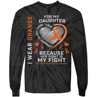 Ms Gifts Fight Daughter Multiple Sclerosis Awareness Tie-Dye Long Sleeve Shirt