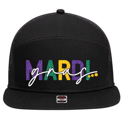 Mardi Gras Fleur De Lis 7 Panel Mesh Trucker Snapback Hat