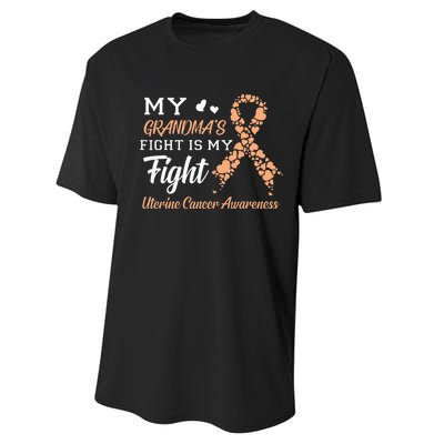 My Grandmas Fight Is My Fight Uterine Cancer Awareness Performance Sprint T-Shirt